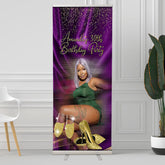 Lofaris Glitter Purple Wood Custom Retractable Birthday Banner